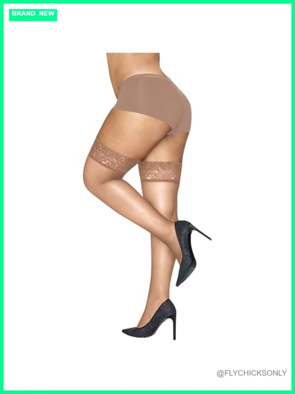 Women's Sheer Thigh High Stockings with Lace Top